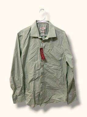 Merona Shirt Mens L Mint Green Long Sleeve Non Iron Cotton Blend PockeShirt
